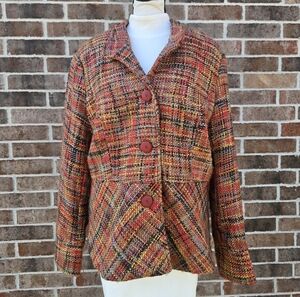 Coldwater Creek Multicolor Tweed Jacket Women’s Size 16 Fall Blazer Coat